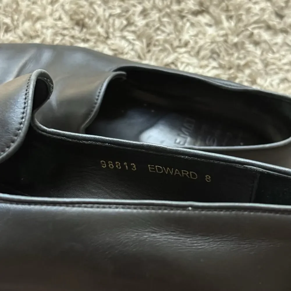 Jalan Sriwijaya Fortuna Shoes Black Leather Slip On Loafers Welted Men’s Size 8